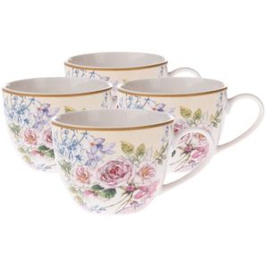 Set de 4 bucăți de căni de porțelan Roses, 90 ml imagine