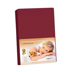 Cearșaf din jersey cu elastan, bordó, vișiniu, 200 x 220 cm imagine