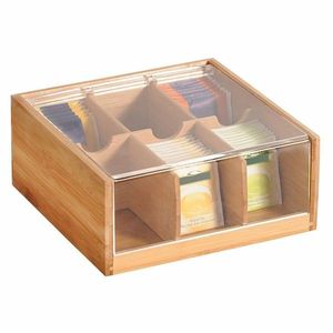Kesper 58903 Organizator pentru ceai din bambus, 6compartimente, 22 x 21 x 9, 5 cm imagine