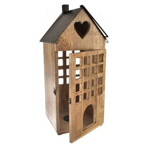 Felinar din lemn de mango InDecor negru, 28 x 28x 66 cm, L imagine