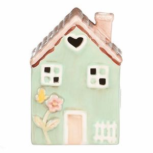 Căsuță din ceramică cu LED, 10 x 7 x 14 cm, primăvară, verde închis, verde închis imagine