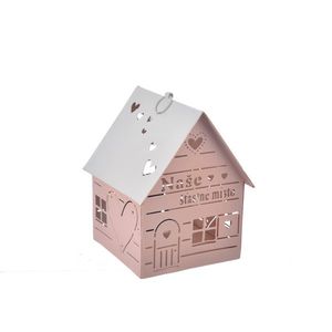 InDecor Sfeșnic metalic Domeček - Locul nostrufericit roz, 12 x 12 x 14 cm imagine