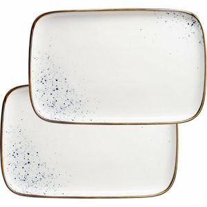 Mäser Set de 2 tăvi Pintar White cu punctealbastre 30 x 20 x 2 cm, albastru, L imagine