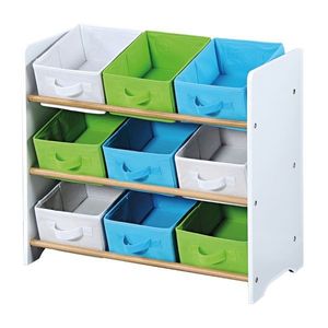 Raft pentru copii, cu 9 cutii Kesper 17716 dinmaterial textil, alb, 65 x 60 x 30 cm imagine