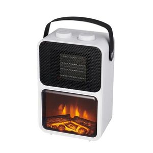 Șemineu electric - imitație de flacără - alb, 13, 5 x 21 x 36 cm, 600/1200W imagine