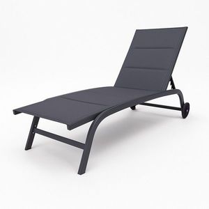 Șezlong de grădină cu roți 184 x 60 x 35 cm, gri închis imagine