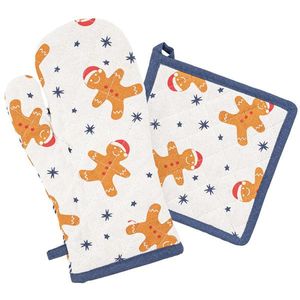 Set mănușă și suport de bucătărie Home ElementsGingerbread alb, 18 x 32 cm, 20 x 20 cm imagine