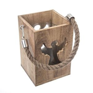 Suport suspendat pentru lumânări InDecor din lemn de mango Angel, 13, 5 x 13, 5 x 20 cm imagine