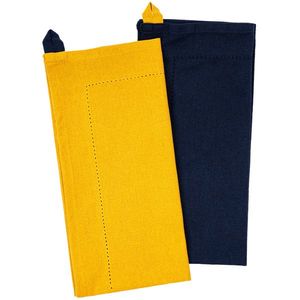 Șervet Heda albastru închis / galben, 50 x 70 cm, set 2 buc. imagine