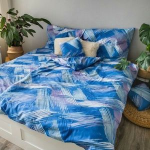 Lenjerie de pat din bumbac Blue righe, 140 x 200 cm, 70 x 90 cm, 40 x 40 cm imagine