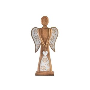 InDecor Înger de Crăciun din lemn de mango Alb, 30x 7 x 60 cm imagine