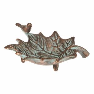 Băcănie metalică Frunză de arțar cu păsăricăRomance, 17 x 16 x 6 cm, cupru imagine