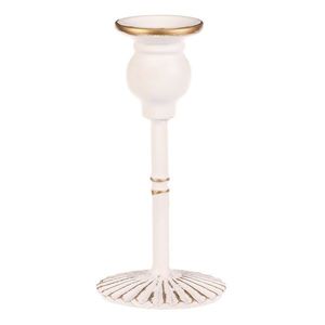 Sfeșnic metalic pentru lumânare conică 17 cm, alb, 17 cm imagine