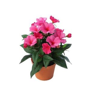 Floare artificială Impatiens în ghiveci, roz închis, 24 cm, roz închis imagine