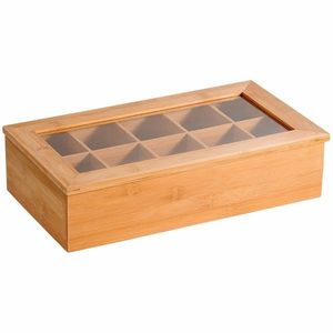 Kesper 58901 Organizator pentru ceai din bambus, 10 compartimente, 36 x 20 x 9 cm imagine