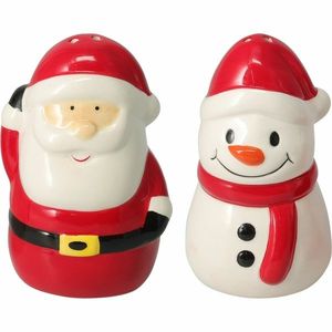 Solniță și piperniță de Crăciun din ceramică Moș Crăciun și Om de zăpadă imagine