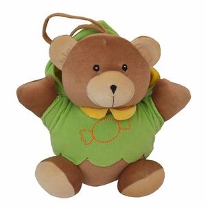 Baby Mix Jucărie de pluș pentru copii cu mecanismde redare, ursuleț verde, 23 cm imagine
