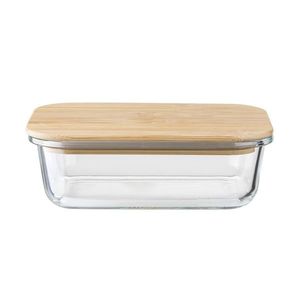 Recipient de sticlă cu capac din bambus Florina Clavato, 630 ml, S imagine