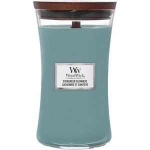 Lumânare parfumată vază mare WoodWick Evergreen Cashmere, 609 g imagine