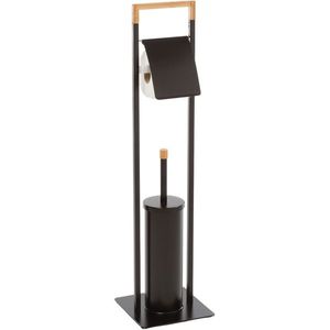 Suport pentru hârtie igienică cu perie Spirella Chic 75 x 19 x 19 cm, negru imagine