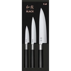Set de 3 cuțite Kai Wasabi Black – universal mic, universal mare și bucătar mare imagine
