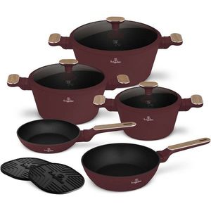 BerlingerHaus Set de vase cu suprafață din titan Leonardo Nordic, 10 piese, vișiniu imagine