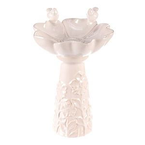 Adăpătoare verticală pentru păsări, model floare, albă, 26 x 24 x 37 cm imagine