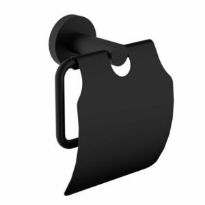 Suport hârtie igienică Sapho XR732B X-Round, cucapac, negru imagine