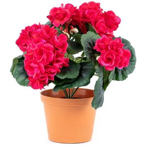 Floare artificială Mușcate în ghiveciroz, 26 x 10 x 10 cm, roz imagine