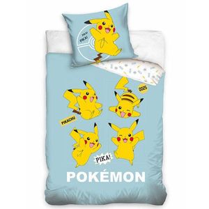 Lenjerie pat din bumbac pentru copii CarbotexPokémon Pika Pikachu, 140 x 200 cm, 70 x 90 cm imagine