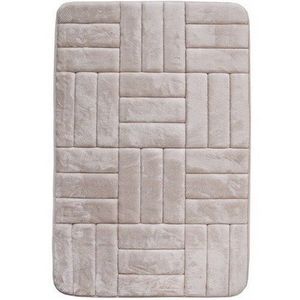 Covoraș de baie, cu spună cu memorie, Pătrate, crem, 40 x 50 cm, bej, 40 x 50 cm imagine