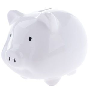 Căsuță de economii din ceramică Porcușor alb, 15 x12 x 12 cm imagine