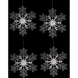 Set de decorațiuni de Crăciun Fulgi de zăpadă, 4 bucăți, argintiu, 23 x 1 x 26 cm, argintiu imagine