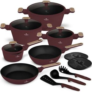 BerlingerHaus Set de vase cu suprafață din titanLeonardo Nordic, 15 piese, vișiniu imagine