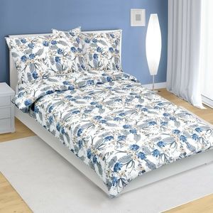 Lenjerie de pat creponată Bellatex Flower albastru, 140 x 220 cm, 70 x 90 cm, 140 x 220 cm, 70 x 90 cm imagine
