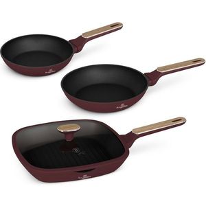 BerlingerHaus Set de tigăi cu suprafață din titanLeonardo Nordic, 3+1 buc., vișiniu imagine