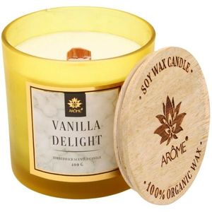 Lumânare de soia cu fitil din lemn Arome Vanilla delight, 400 g, galben imagine