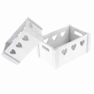 Set lădițe decorative din lemn Hearts 2 buc., alb imagine