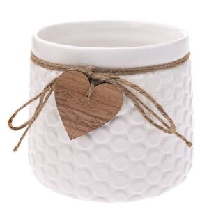 Mască de ghiveci din ceramică Heart, albă, 14 x12, 5 x 11, 5 cm imagine