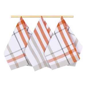 Prosop de bucătărie, carouri, portocaliu, 50 x 70 cm, set 3 buc. imagine
