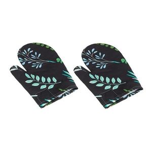 Mănușă de bucătărie Bellatex Frunze negru, 28 x 18 cm, 2 buc imagine