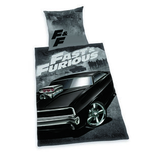 Lenjerie de pat din bumbac Herding Fast andFurious, 135 x 200 cm, 80 x 80 cm imagine