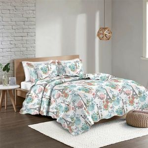 Cuvertură de pat Turnul Eiffel flori, 230 x 250 cm, 2 buc. 50 x 70 cm, 230 x 250 cm imagine