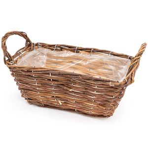 Coș de flori din răchită maro, 24 x 12 x 10 cm imagine