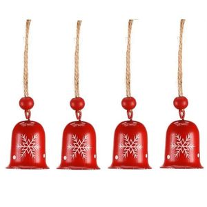 Set de clopoței de Crăciun, 4 bucăți, roșu, metal imagine