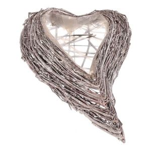 Husă funerară pentru flori, inimă, 23 x 36 x 7 cm, din răchită imagine