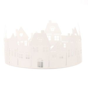 Sfeșnic de Advent Domečky, alb, metal, diametru 20cm imagine