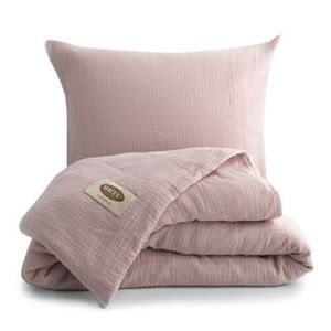 Lenjerie de pat din muselină MATEX roz deschis, 140 x 200 cm, 70 x 90 cm, roz vechi imagine