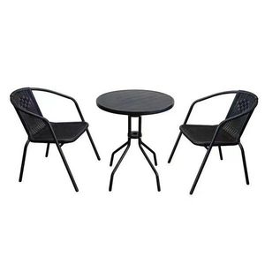 Set de mobilier de grădină masă + 2 scaune, negru imagine