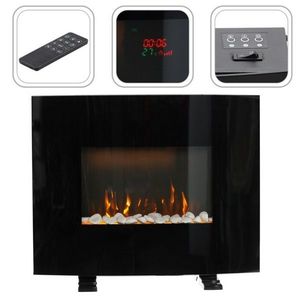 Șemineu de perete/de podea cu efect de flacără, 61 x 13, 5 x 48 cm, 1000/2000 W imagine